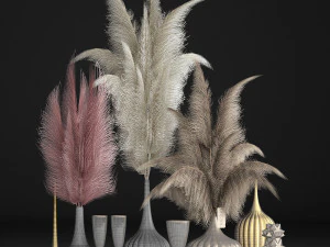 decor with dry flowers phragmites 3D Model