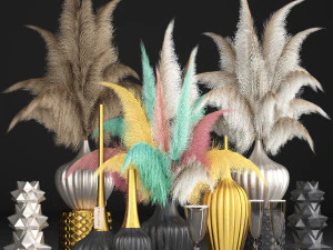 decor with dry flowers phragmites 3D Model