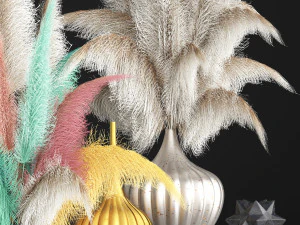 decor with dry flowers phragmites 3D Model