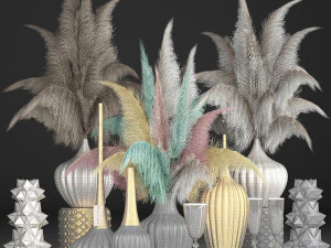 decor with dry flowers phragmites 3D Model