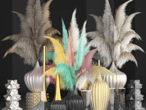 decor with dry flowers phragmites 3D Model