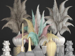decor with dry flowers phragmites 3D Model