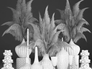 decor with dry flowers phragmites 3D Model