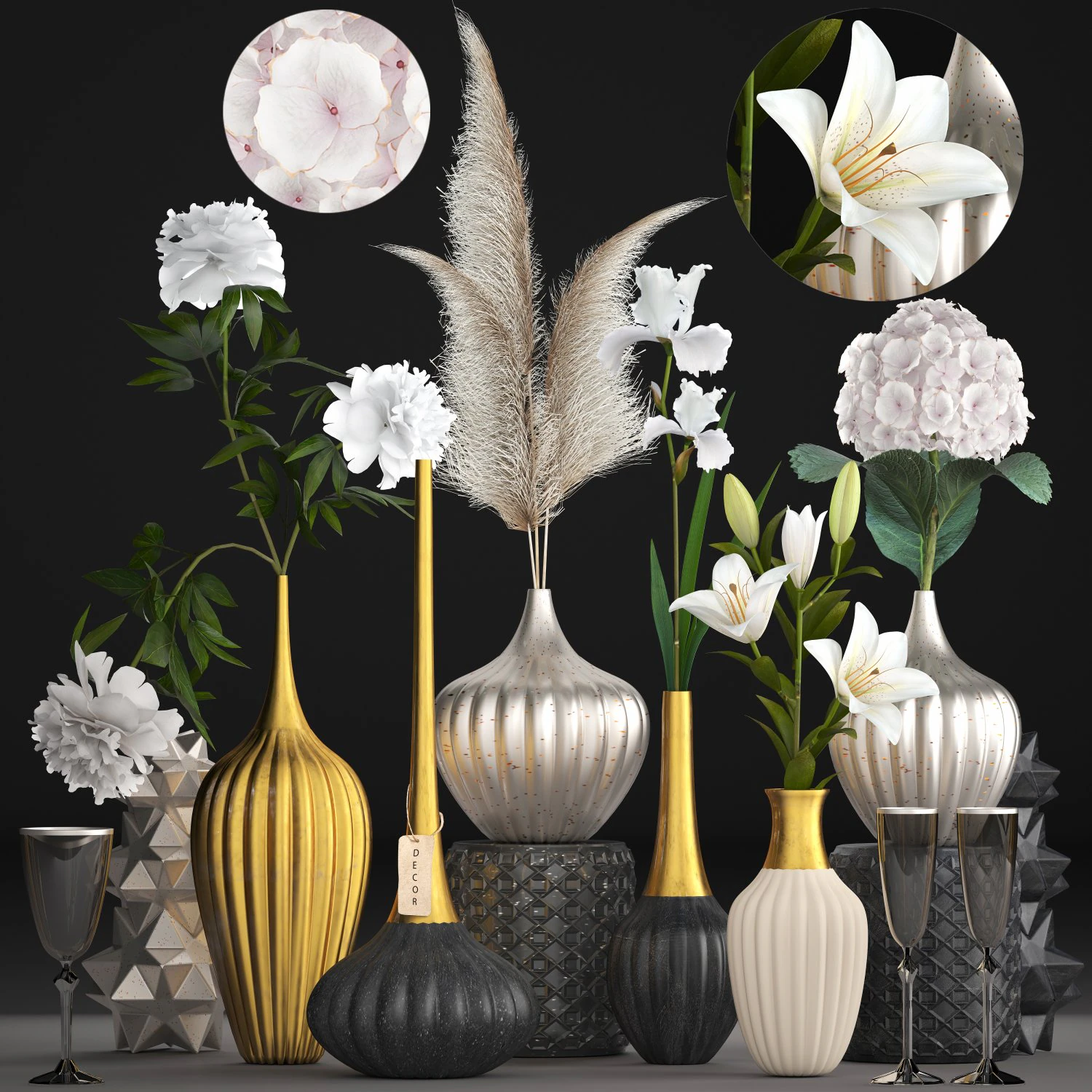 collection of flower bouquets 3D Model .c4d .max .obj .3ds .fbx .stl .blend