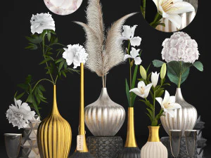 collection of flower bouquets 3D Model