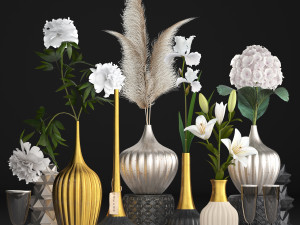 collection of flower bouquets Model 3D