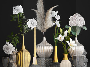 collection of flower bouquets Model 3D