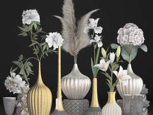 collection of flower bouquets Model 3D