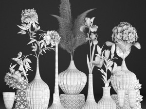 collection of flower bouquets Model 3D