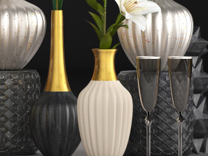 collection of flower bouquets Model 3D