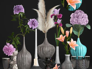 花の花束のコレクション 3Dモデル