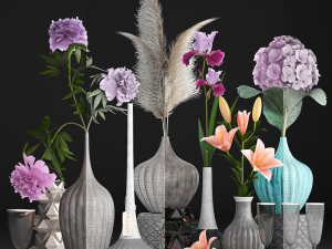 collection of flower bouquets 3D-Modell