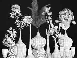 collection of flower bouquets 3D-Modell