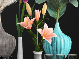 collection of flower bouquets 3D-Modell