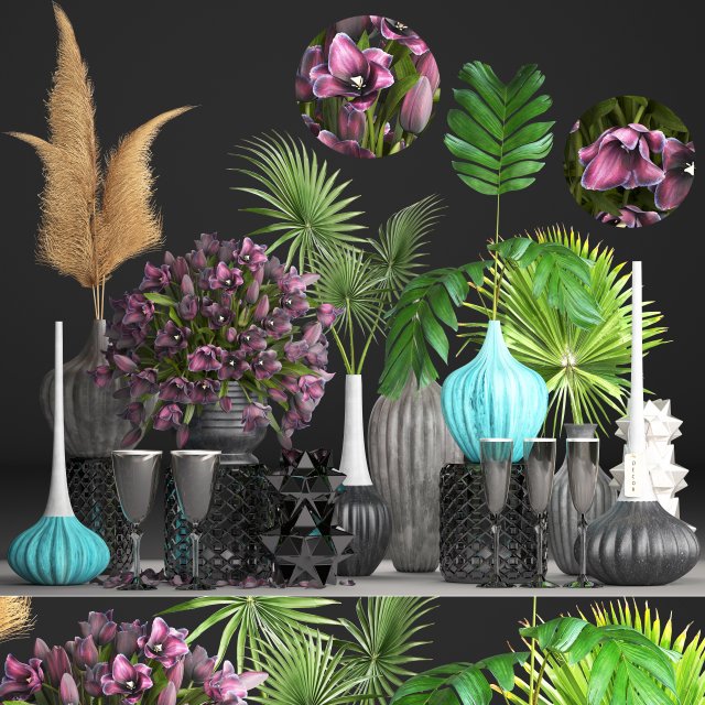 collection of flower bouquets 3D Model .c4d .max .obj .3ds .fbx .stl .blend 