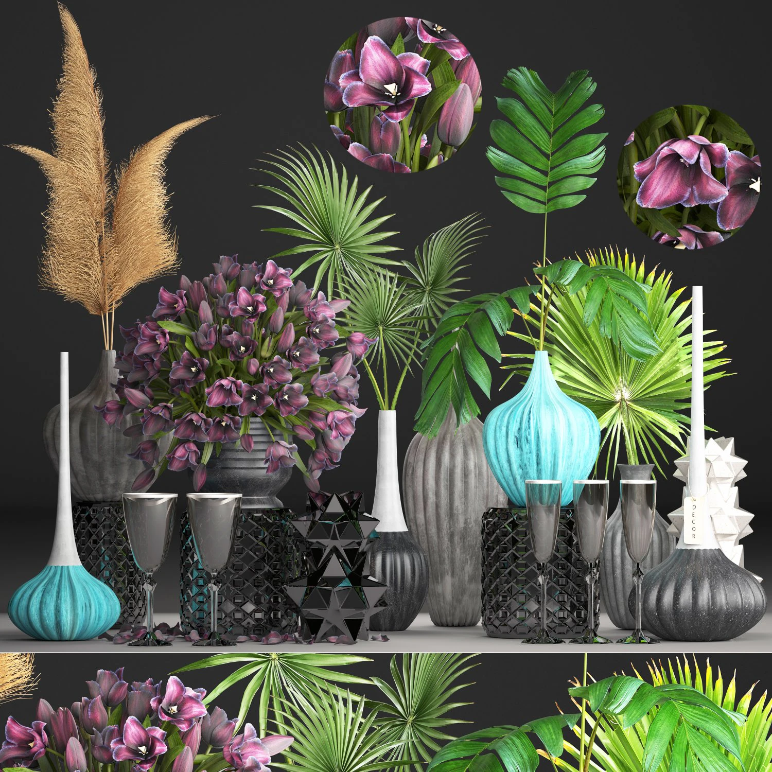 collection of flower bouquets 3D Model .c4d .max .obj .3ds .fbx .stl .blend 