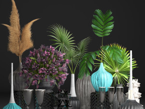 collection of flower bouquets 3D Model