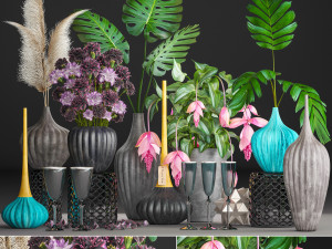 collection of flower bouquets 3D Model