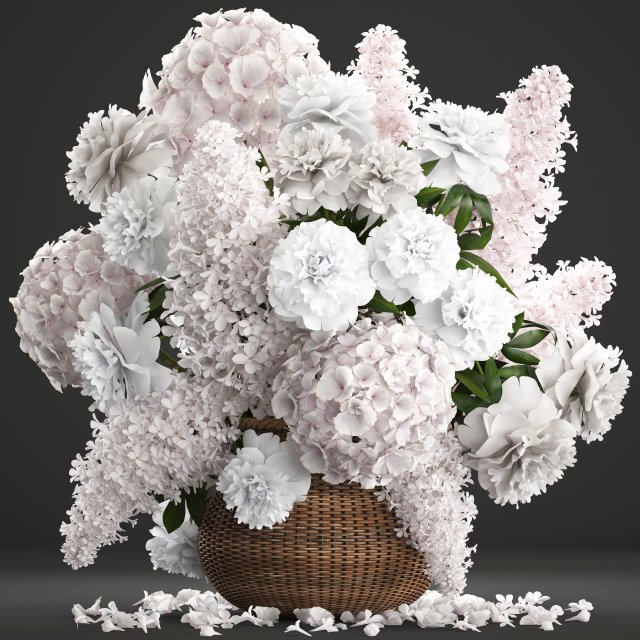 bouquet of flowers in a basket Modello 3D .c4d .max .obj .3ds .fbx .stl .blend 
