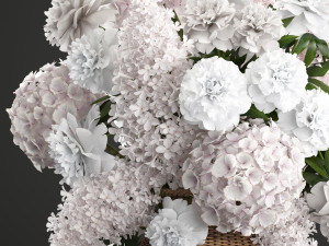 bouquet of flowers in a basket Modello 3D