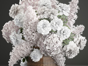 bouquet of flowers in a basket Modello 3D