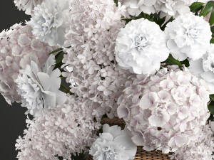 bouquet of flowers in a basket Modello 3D