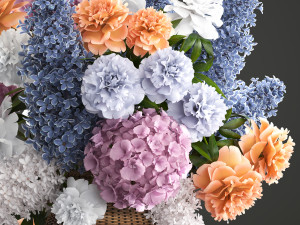 bouquet of flowers in a basket 2 3D-Modell