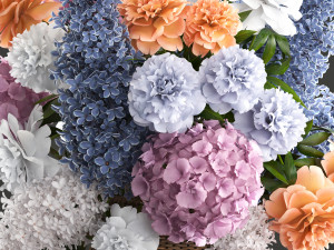 bouquet of flowers in a basket 2 3D-Modell
