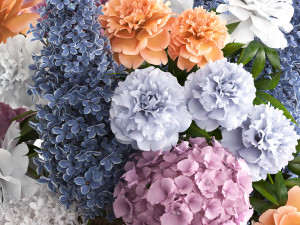 bouquet of flowers in a basket 2 3D-Modell