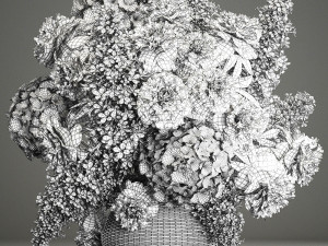 bouquet of flowers in a basket 2 3D-Modell