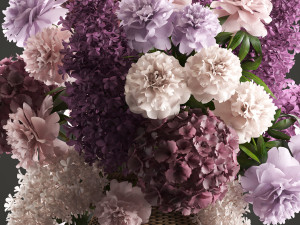 bouquet of flowers in a basket 3 Model 3D