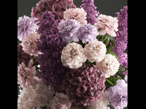 bouquet of flowers in a basket 3 Model 3D