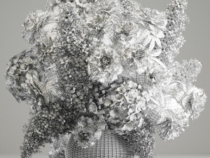 bouquet of flowers in a basket 3 Model 3D