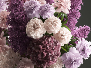 bouquet of flowers in a basket 3 Model 3D