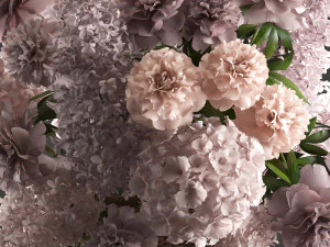 bouquet of flowers in a basket 4 3D Model