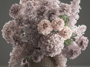 bouquet of flowers in a basket 4 3D मॉडल