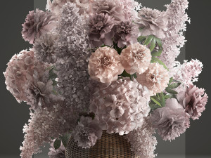 bouquet of flowers in a basket 4 3D मॉडल