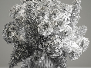bouquet of flowers in a basket 4 3D मॉडल