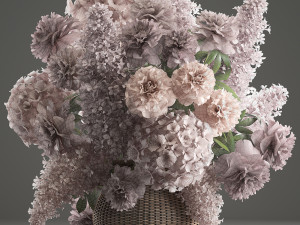bouquet of flowers in a basket 4 3D मॉडल