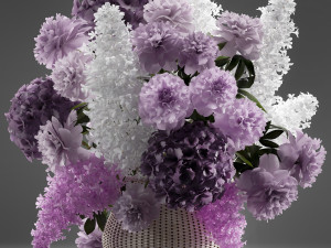 bouquet of flowers in a basket 5 3D-Modell