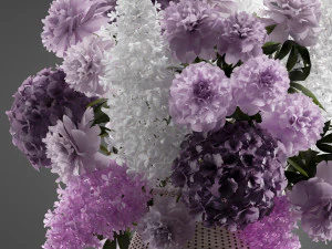 bouquet of flowers in a basket 5 3D Model