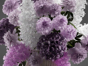 bouquet of flowers in a basket 5 3D Model