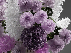 bouquet of flowers in a basket 5 3D Model