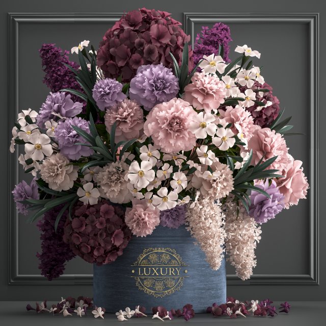 a bouquet of flowers in a gift box Model 3D .c4d .max .obj .3ds .fbx .stl .blend 