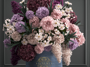 a bouquet of flowers in a gift box 3D Model