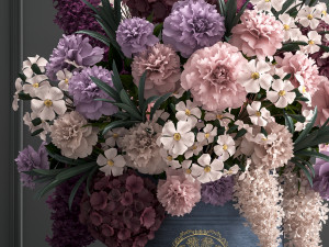 a bouquet of flowers in a gift box Model 3D