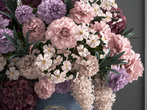 a bouquet of flowers in a gift box Model 3D