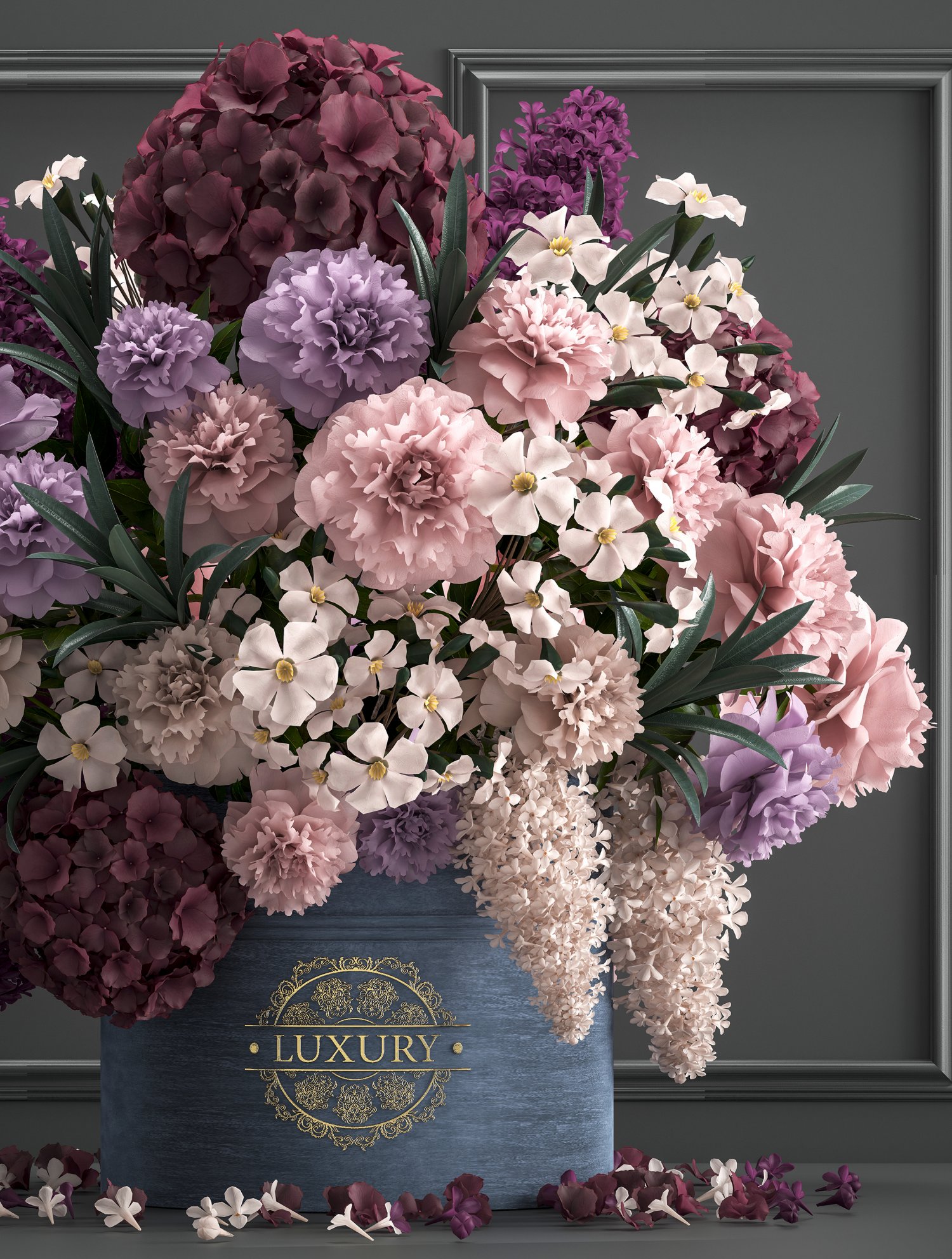 A Bouquet Of Flowers In A Gift Box 3d Model In Flowers 3dexport