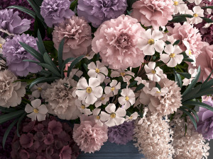 a bouquet of flowers in a gift box Model 3D