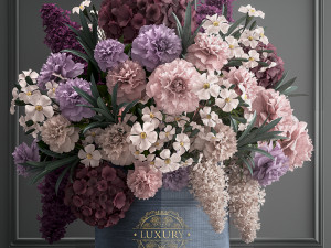 a bouquet of flowers in a gift box Model 3D
